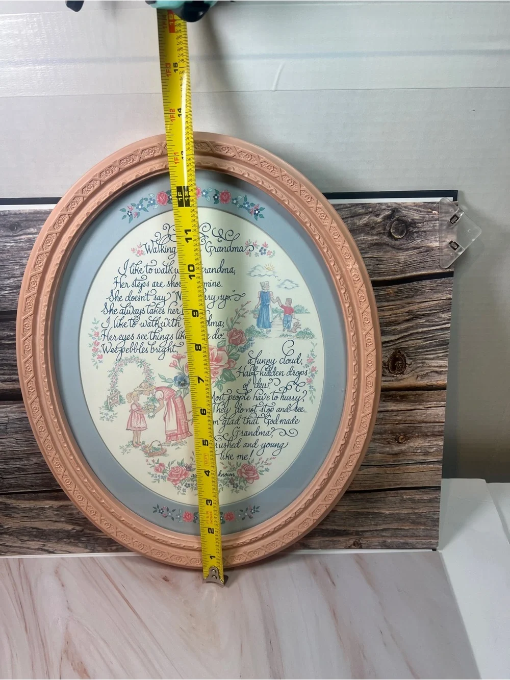 Vintage Home Interiors Walking With Grandma Oval Framed Wall Art